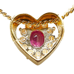 K18YG イエローゴールド ルビー ダイヤ ハート モチーフ ペンダントネックレス レディース 【中古】