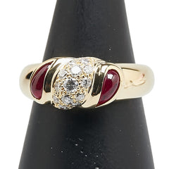 K18YG イエローゴールド ルビー0.78ct ダイヤ0.35ct パヴェ リング 指輪 レディース 12.5号 【中古】