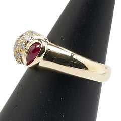 K18YG イエローゴールド ルビー0.78ct ダイヤ0.35ct パヴェ リング 指輪 レディース 12.5号 【中古】