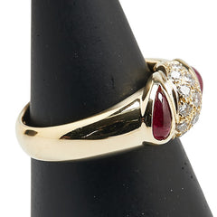 K18YG イエローゴールド ルビー0.78ct ダイヤ0.35ct パヴェ リング 指輪 レディース 12.5号 【中古】