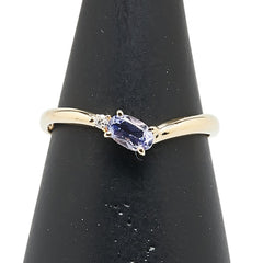 K18YG イエローゴールド タンザナイト ダイヤ リング 指輪 レディース 11.5号 【中古】