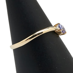 K18YG イエローゴールド タンザナイト ダイヤ リング 指輪 レディース 11.5号 【中古】