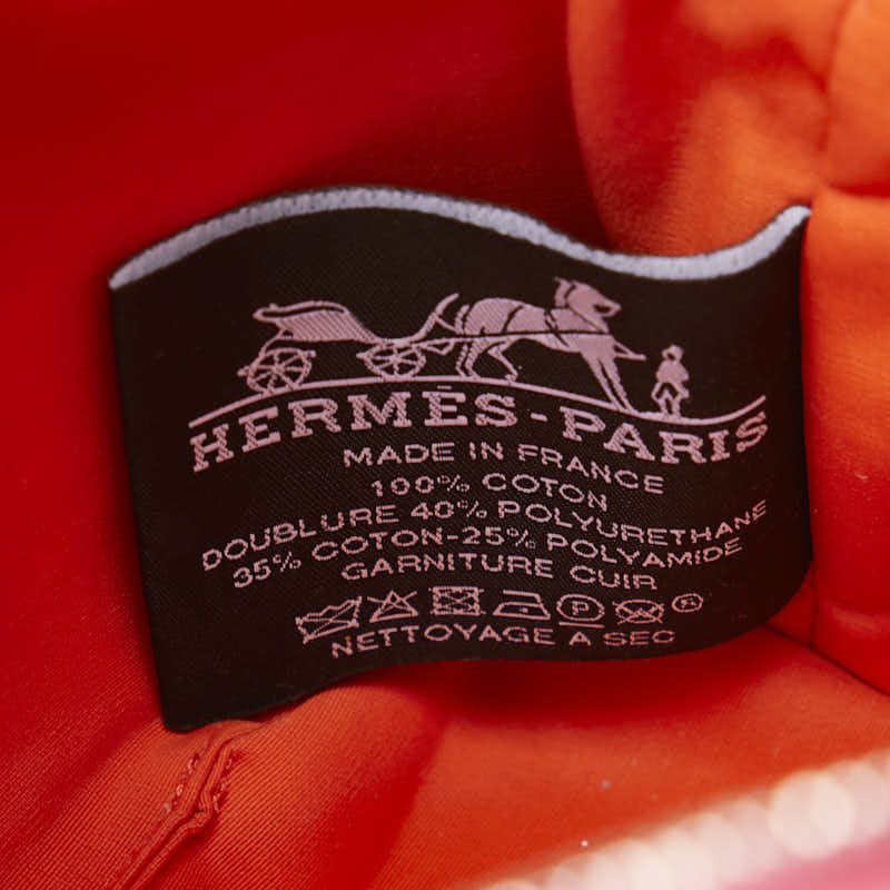 エルメス ボリードポーチ20 ポーチ 小物入れ ハイビスカス ピンク キャンバス レザー レディース HERMES 【中古】