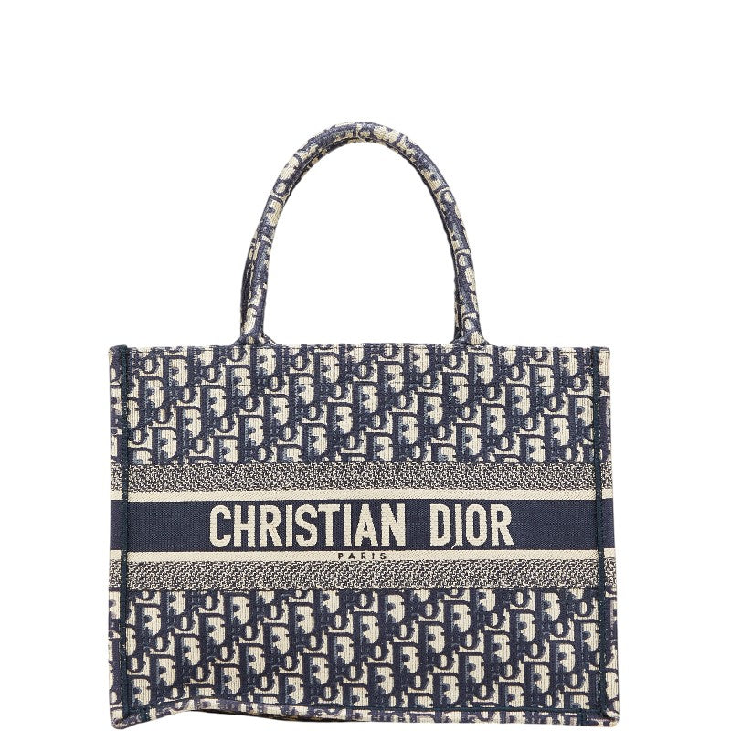 ディオール トロッター ブックトート ミディアム トートバッグ ハンドバッグ ネイビー アイボリー キャンバス レディース Dior 【中古】