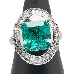 グリーン Pt900 プラチナ エメラルド5.00ct ダイヤ0.87ct リング 指輪 レディース 8号 【中古】