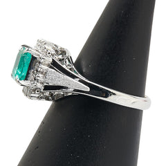 Pt900 プラチナ エメラルド1.03ct ダイヤ0.18ct リング 指輪 レディース 12号 【中古】