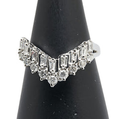 Pt900 プラチナ ダイヤ0.53ct V字 リング 指輪 レディース 12号 【中古】