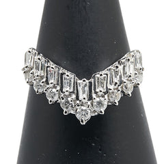 Pt900 プラチナ ダイヤ0.53ct V字 リング 指輪 レディース 12号 【中古】