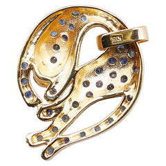 K18YG イエローゴールド サファイア ダイヤ パンサー 豹 モチーフ ペンダントトップ レディース 【中古】