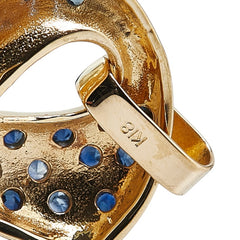 K18YG イエローゴールド サファイア ダイヤ パンサー 豹 モチーフ ペンダントトップ レディース 【中古】