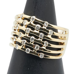 K18YG イエローゴールド ダイヤ0.24ct リング 指輪 レディース 8.5号 【中古】