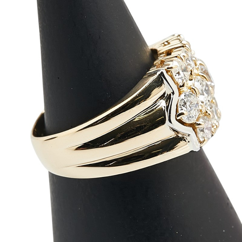 K18YG イエローゴールド Pt850 プラチナ コンビ ダイヤ1.16ct リング 指輪 レディース 8号 【中古】