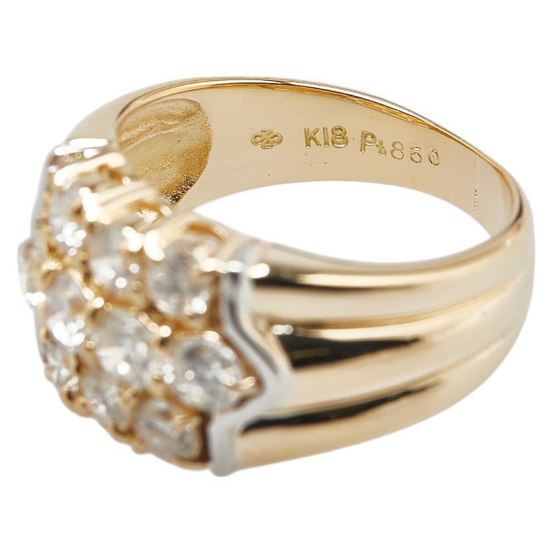 K18YG イエローゴールド Pt850 プラチナ コンビ ダイヤ1.16ct リング 指輪 レディース 8号 【中古】