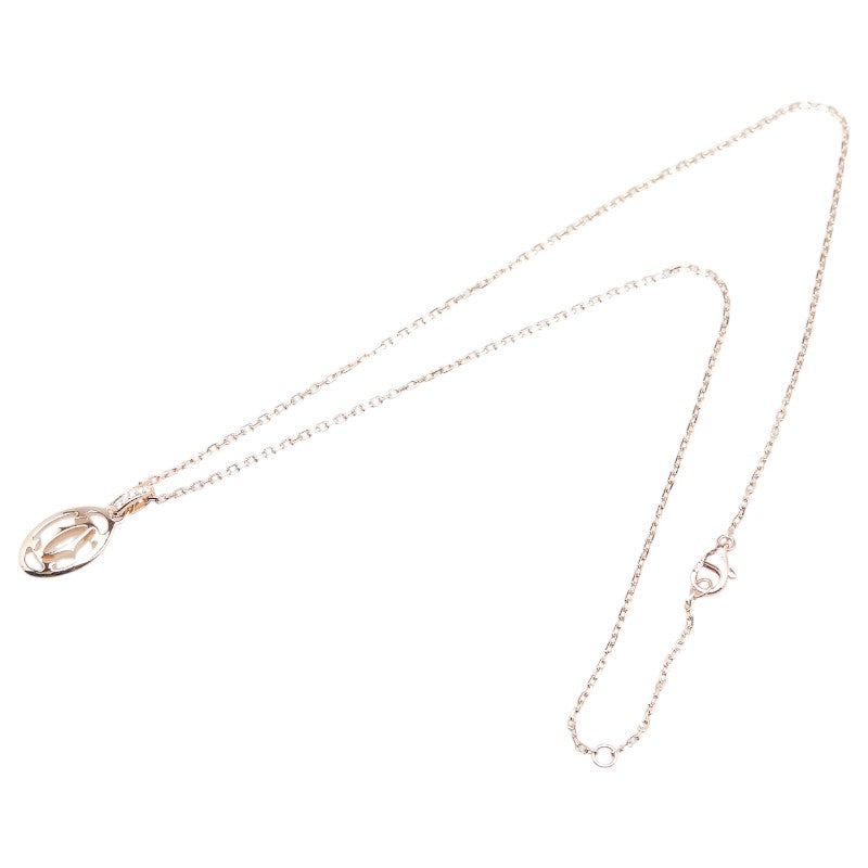 カルティエ ドゥーブルC チェーン ペンダントネックレス K18PG ピンクゴールド ラインストーン レディース CARTIER 【中古】