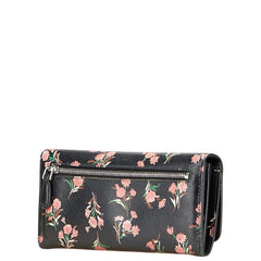 プラダ 花 フラワー モチーフ 長財布 ブラック ピンク レザー レディース PRADA 【中古】
