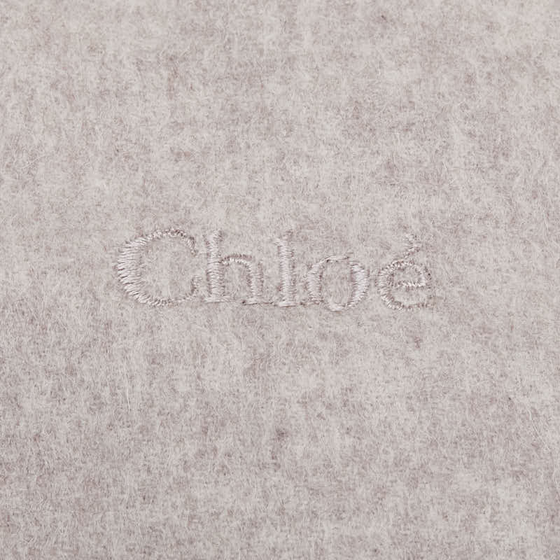 クロエ ロゴ フリンジ マフラー ピンクベージュ カシミヤ レディース Chloe 【中古】