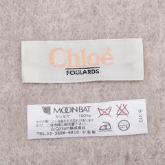 クロエ ロゴ フリンジ マフラー ピンクベージュ カシミヤ レディース Chloe 【中古】