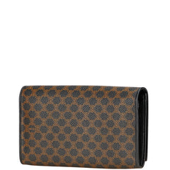 セリーヌ マカダム 二つ折り財布 ブラック PVC レザー レディース CELINE 【中古】