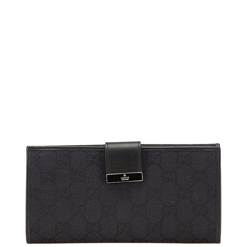 グッチ GGキャンバス 長財布 035 2888 ブラック キャンバス レザー レディース GUCCI 【中古】