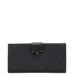 グッチ GGキャンバス 長財布 035 2888 ブラック キャンバス レザー レディース GUCCI 【中古】