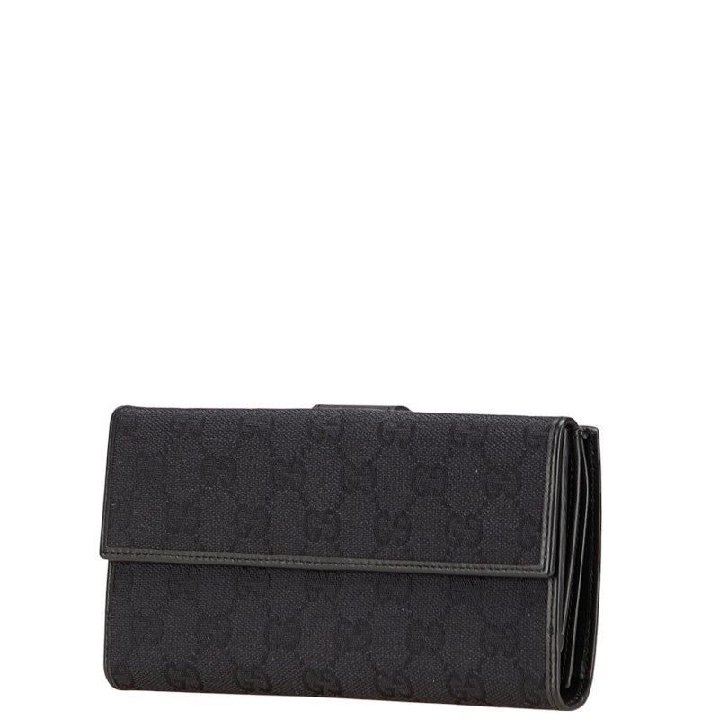グッチ GGキャンバス 長財布 035 2888 ブラック キャンバス レザー レディース GUCCI 【中古】