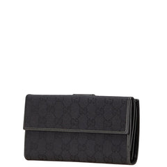 グッチ GGキャンバス 長財布 035 2888 ブラック キャンバス レザー レディース GUCCI 【中古】