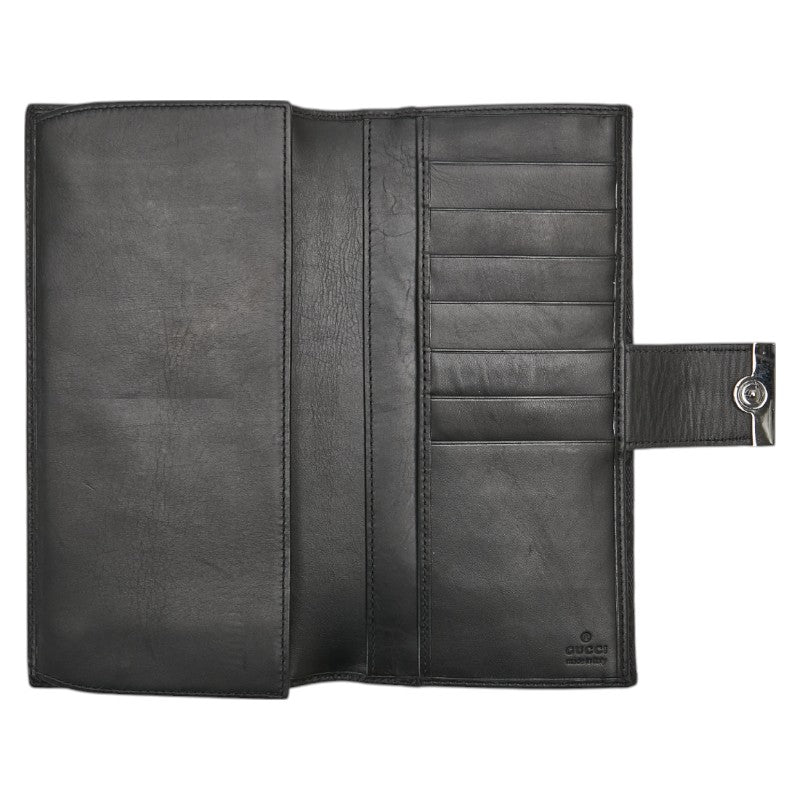 グッチ GGキャンバス 長財布 035 2888 ブラック キャンバス レザー レディース GUCCI 【中古】