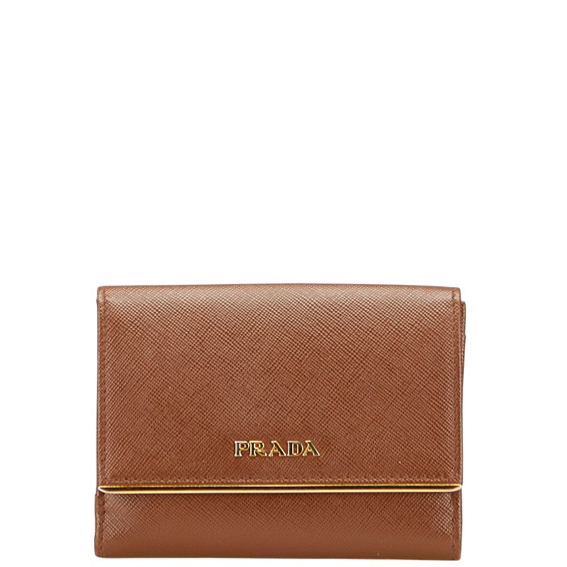 プラダ ロゴ 長財布 1M0523 ブラウン サフィアーノレザー レディース PRADA 【中古】