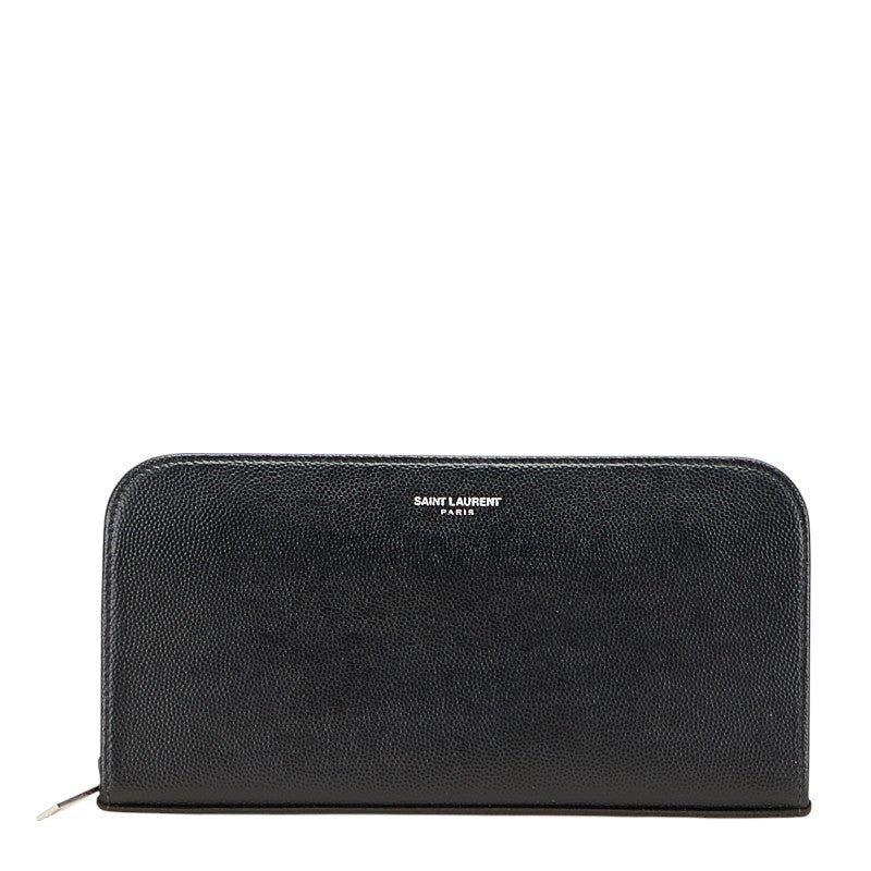 サンローラン ロゴ 長財布 ブラック レザー レディース SAINT LAURENT 【中古】