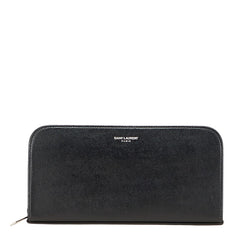 サンローラン ロゴ 長財布 ブラック レザー レディース SAINT LAURENT 【中古】