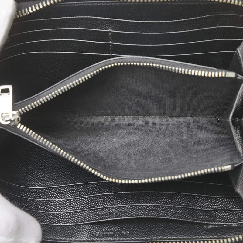 サンローラン ロゴ 長財布 ブラック レザー レディース SAINT LAURENT 【中古】
