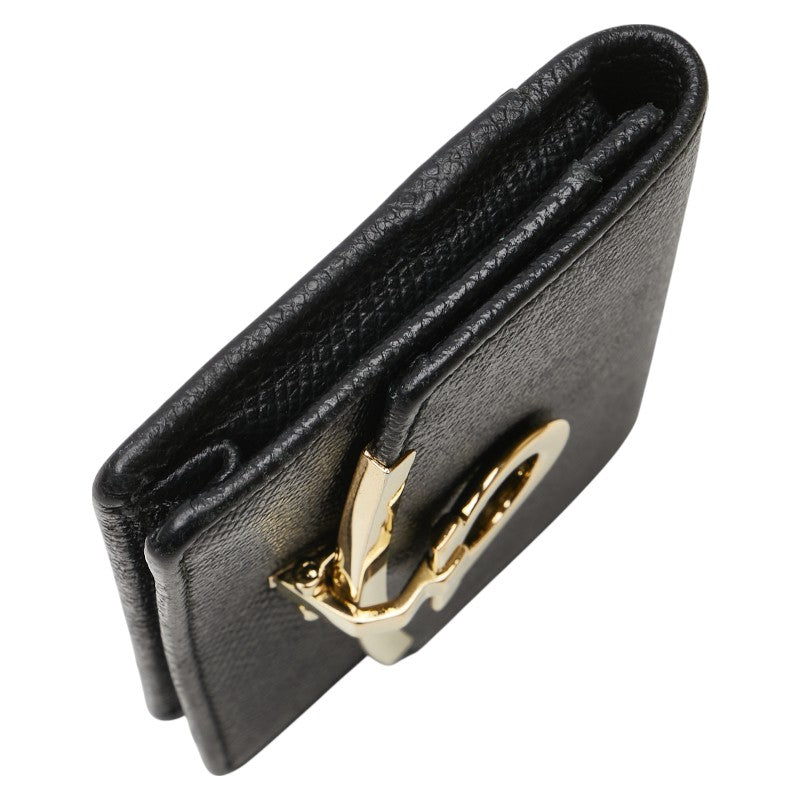 サルヴァトーレフェラガモ ガンチーニ カードケース ブラック レザー レディース Salvatore Ferragamo 【中古】