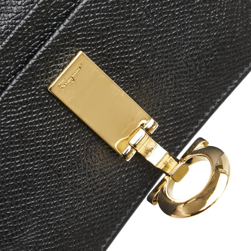 サルヴァトーレフェラガモ ガンチーニ カードケース ブラック レザー レディース Salvatore Ferragamo 【中古】