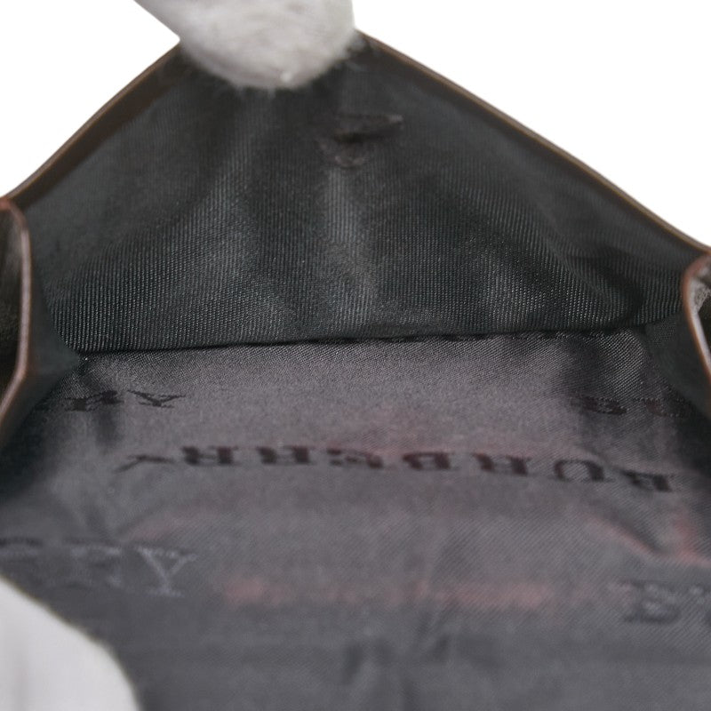 バーバリー ノバチェック 二つ折り財布 ベージュ ブラウン キャンバス レザー レディース BURBERRY 【中古】