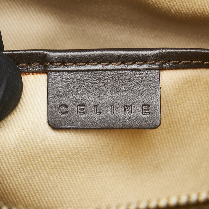 セリーヌ Cマカダム ハンドバッグ ブラウン ベージュ キャンバス レザー レディース CELINE 【中古】