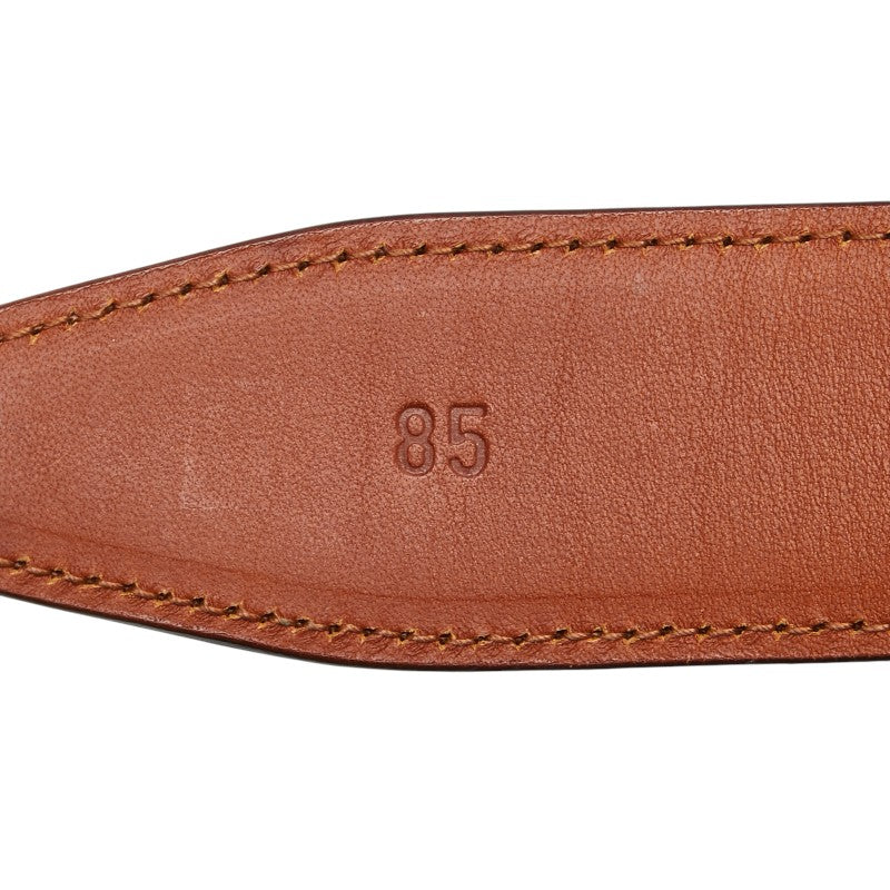 サルヴァトーレフェラガモ ヴァラ 編み込み モチーフ ベルト 85 ブラウン レザー レディース Salvatore Ferragamo 【中古】