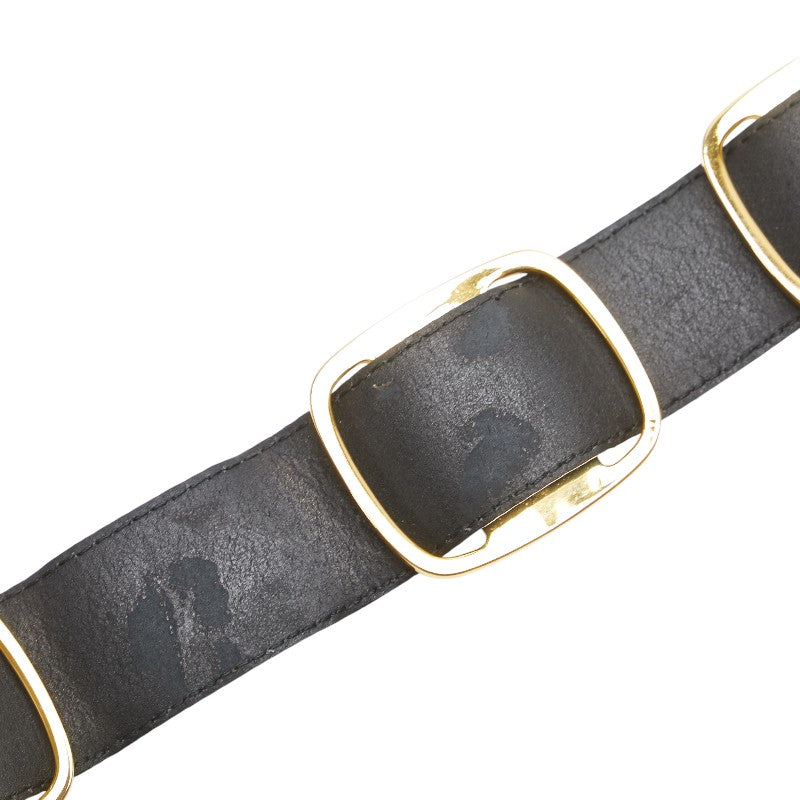 サルヴァトーレフェラガモ ヴァラ ベルト ブラック ゴールド レザー メッキ レディース Salvatore Ferragamo 【中古】