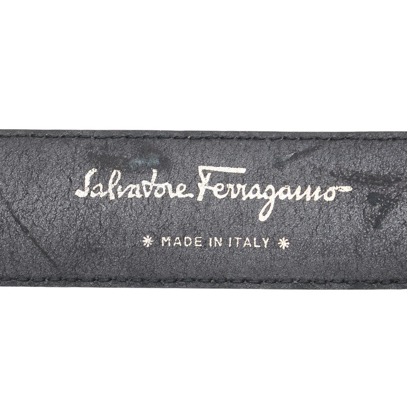 サルヴァトーレフェラガモ ヴァラ ベルト ブラック ゴールド レザー メッキ レディース Salvatore Ferragamo 【中古】