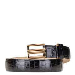 ディオール CDバックル クロコ型押し ベルト ブラック レザー レディース Dior 【中古】