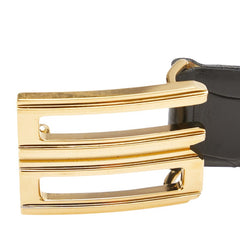 ディオール CDバックル クロコ型押し ベルト ブラック レザー レディース Dior 【中古】