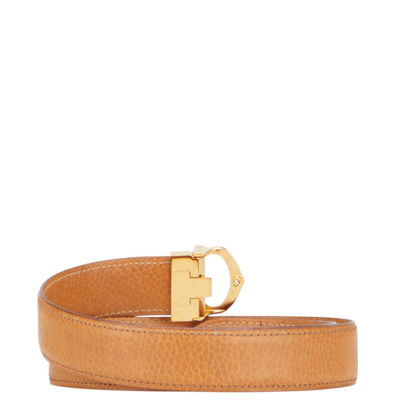 カルティエ マスト ドゥ カルティエ ベルト ブラウン ゴールド レザー メッキ レディース CARTIER 【中古】