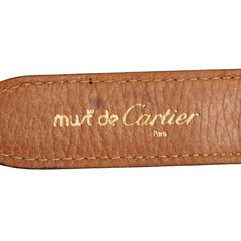 カルティエ マスト ドゥ カルティエ ベルト ブラウン ゴールド レザー メッキ レディース CARTIER 【中古】