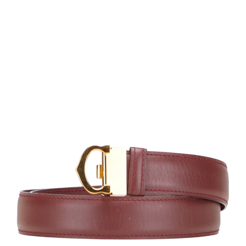 カルティエ マスト ドゥ カルティエ ベルト ワインレッド ゴールド レザー レディース CARTIER 【中古】