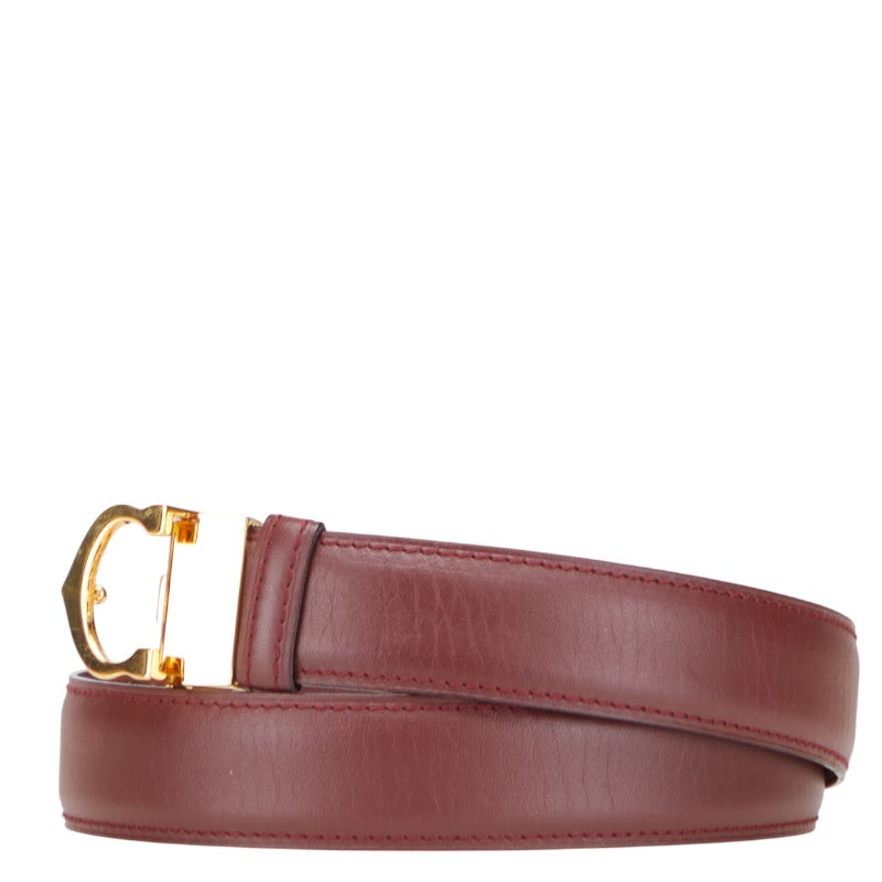 カルティエ マスト ドゥ カルティエ ベルト ワインレッド ゴールド レザー レディース CARTIER 【中古】