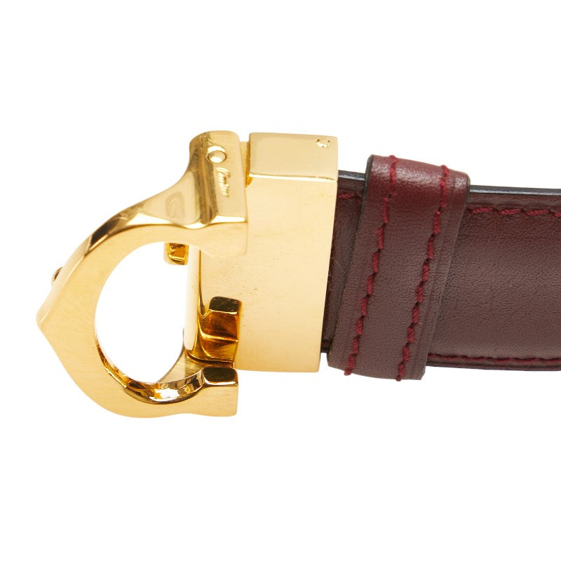 カルティエ マスト ドゥ カルティエ ベルト ワインレッド ゴールド レザー レディース CARTIER 【中古】