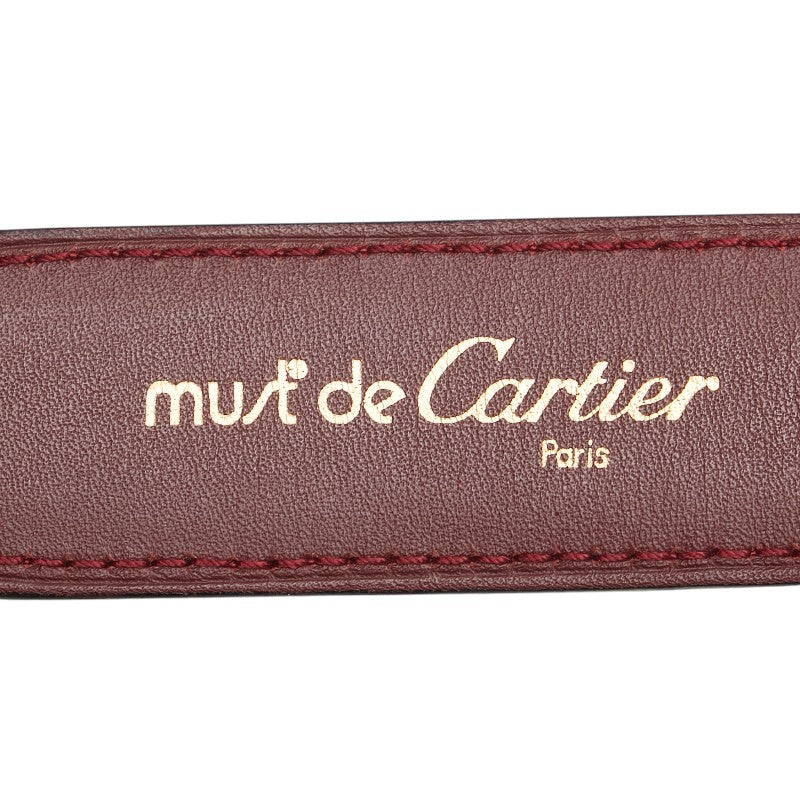 カルティエ マスト ドゥ カルティエ ベルト ワインレッド ゴールド レザー レディース CARTIER 【中古】