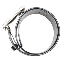 グッチ Gバックル ベルト 75.30 036 1766 1350 ブラック シルバー レザー メタル レディース GUCCI 【中古】