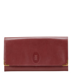 カルティエ マストライン クラッチバッグ ワインレッド レザー レディース CARTIER 【中古】