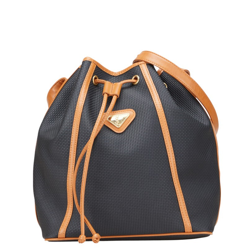 サンローラン ショルダーバッグ ブラック ブラウン ナイロン レザー レディース SAINT LAURENT 【中古】