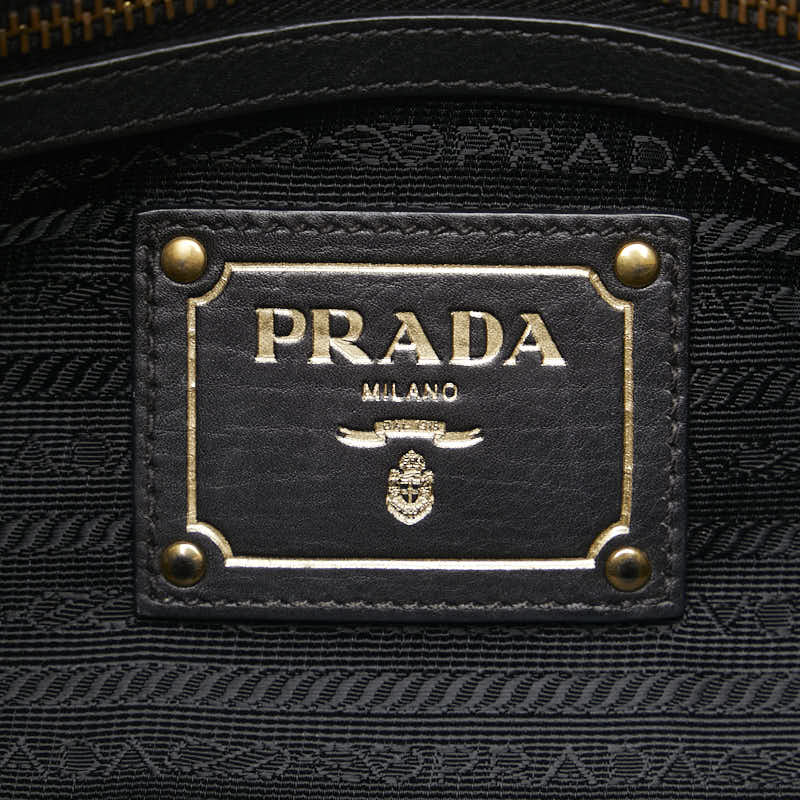 プラダ 三角ロゴプレート ハンドバッグ ショルダーバッグ 2WAY ブラック ナイロン レザー レディース PRADA 【中古】